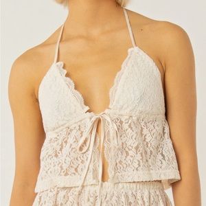 Peppermayo All the Ways to Love Lace Tie Halter Cami